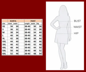 Zariya Fashion - Size Chart